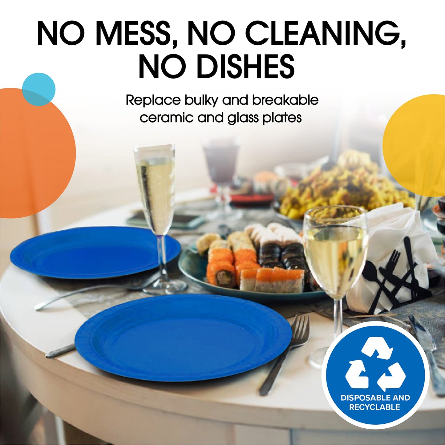 9 In. Dark Blue Paper Plates - 100 Ct.