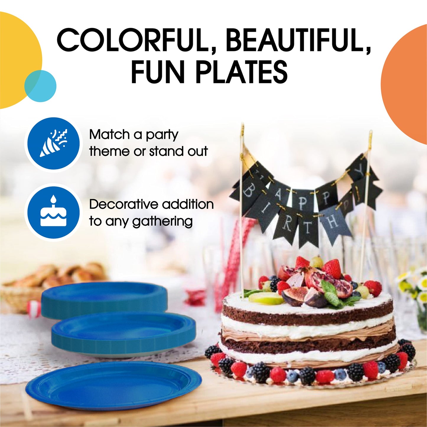 9 In. Dark Blue Paper Plates - 100 Ct.