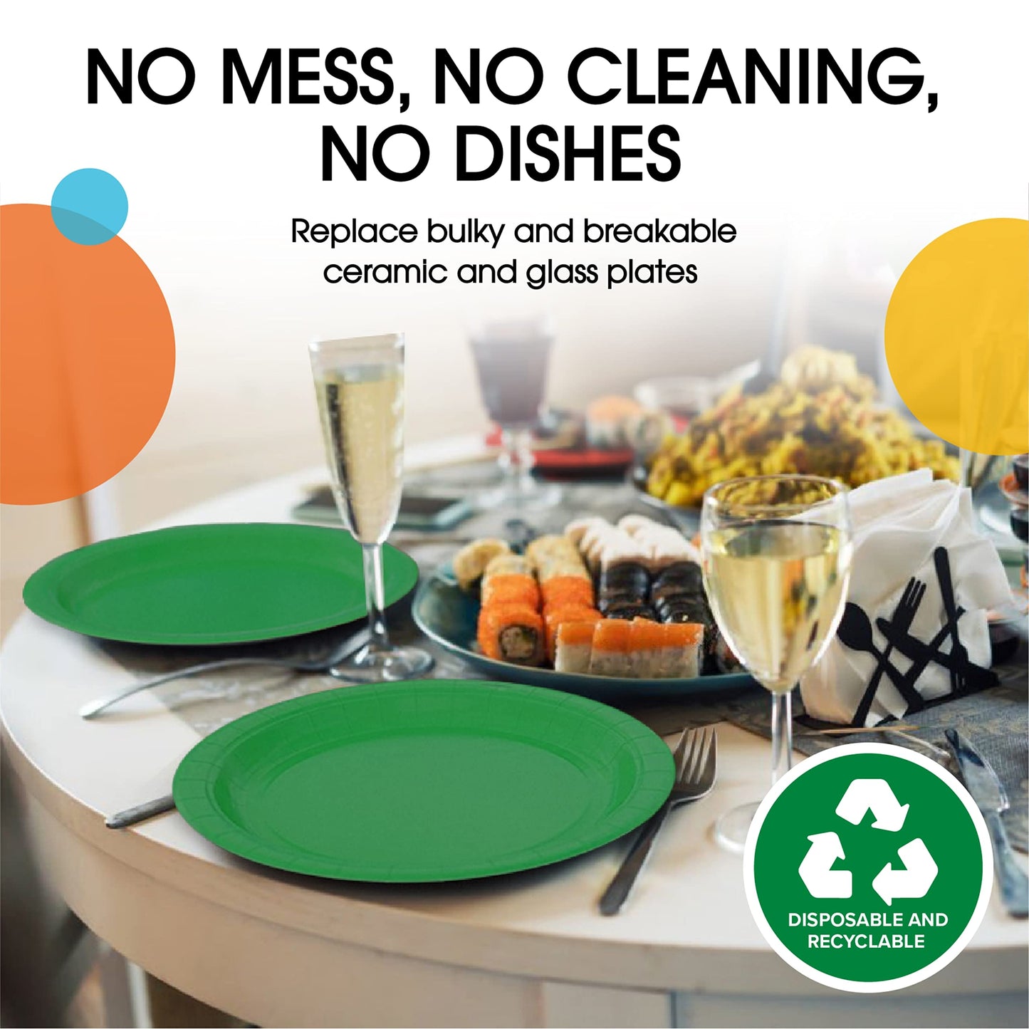 9 In. Emerald Green Paper Plates - 100 Ct.