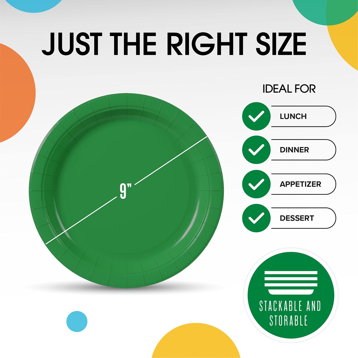 9 In. Emerald Green Paper Plates - 100 Ct.