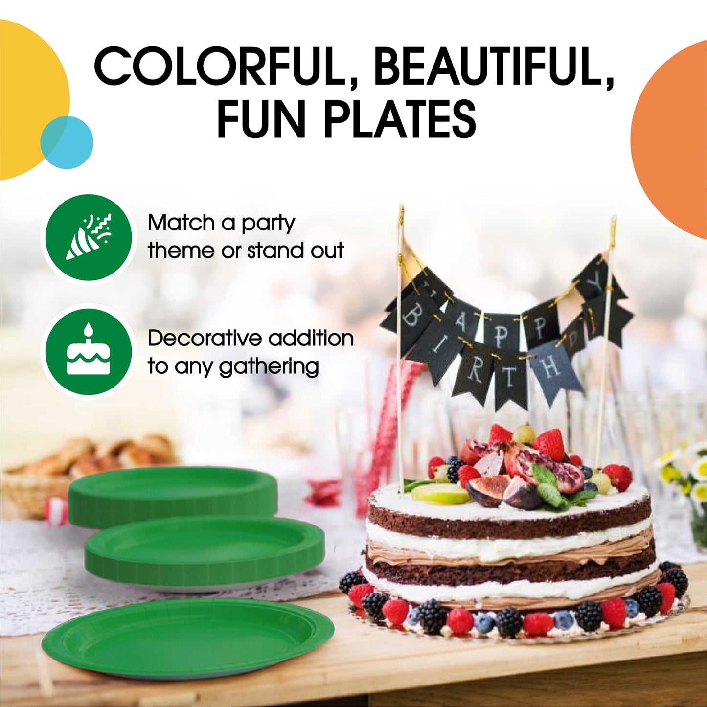 9 In. Emerald Green Paper Plates - 100 Ct.