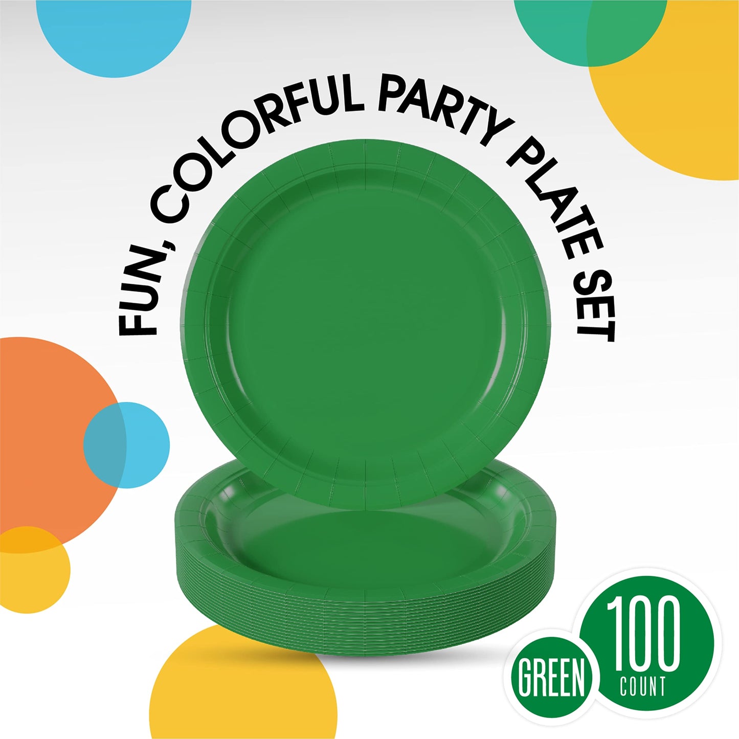 9 In. Emerald Green Paper Plates - 100 Ct.