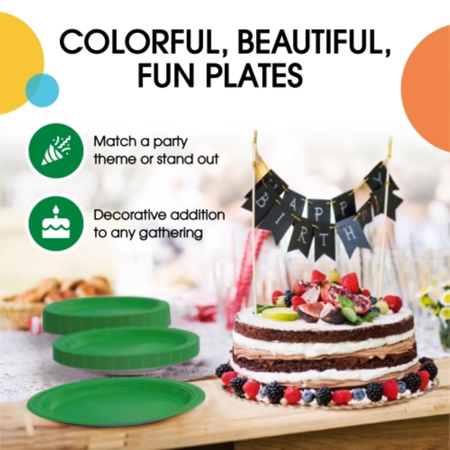 9 In. Emerald Green Plastic Plates - 50 Ct.