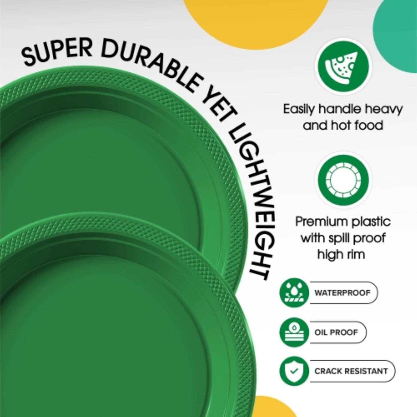 9 In. Emerald Green Plastic Plates - 50 Ct.