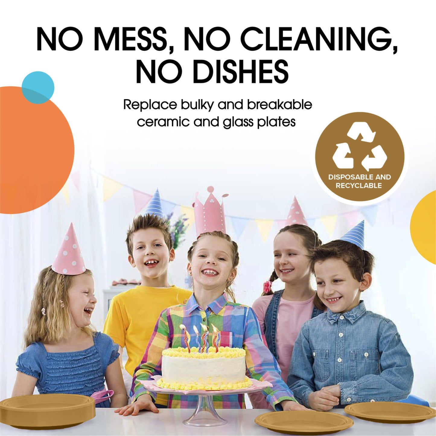 9 In. Gold Plastic Plates - 50 Ct.