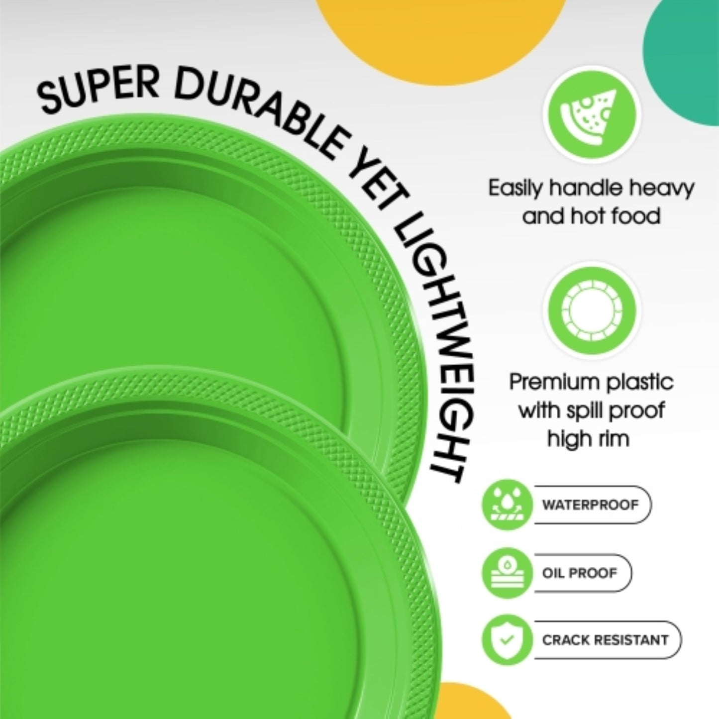 9 In. Lime Green Plastic Plates - 50 Ct.