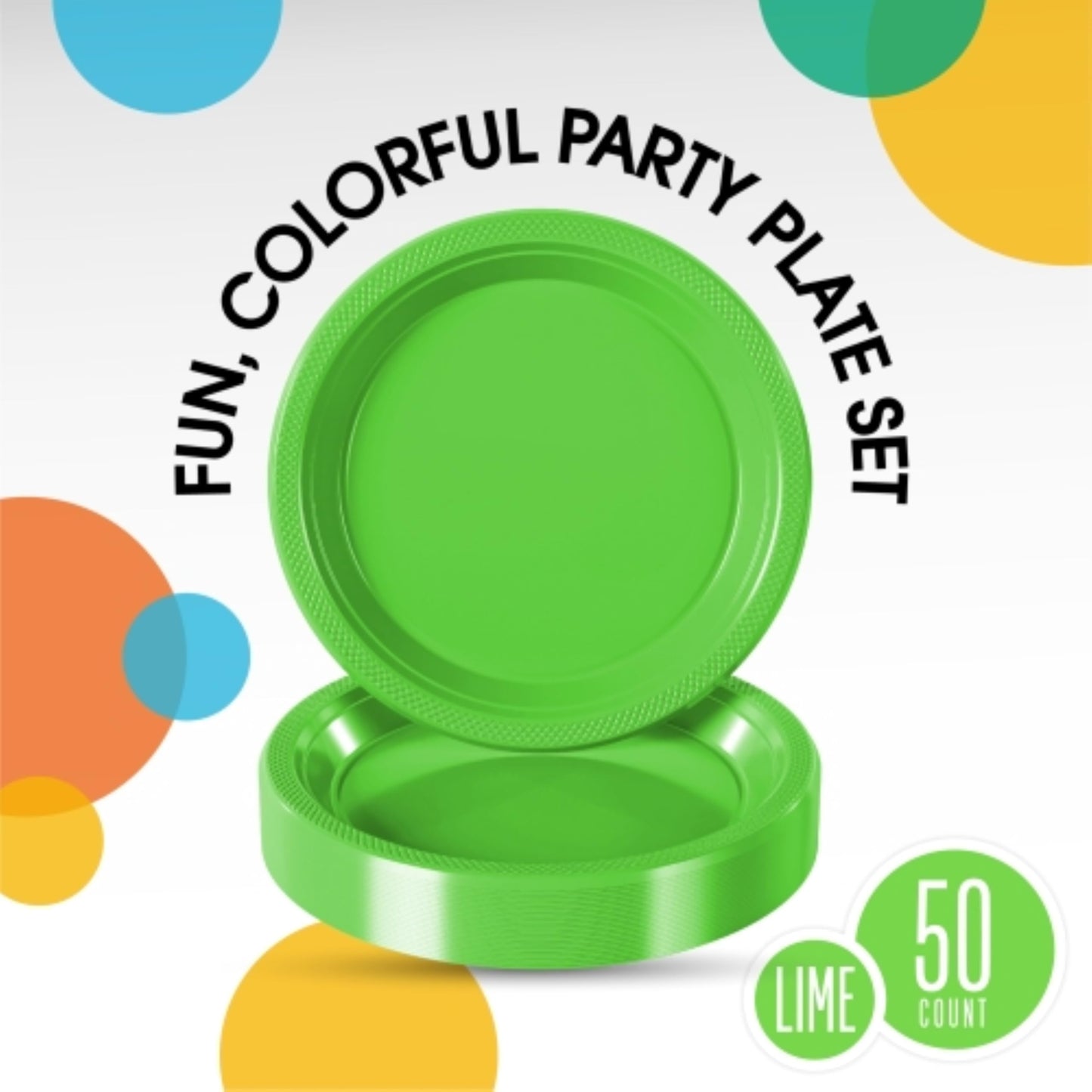 9 In. Lime Green Plastic Plates - 50 Ct.