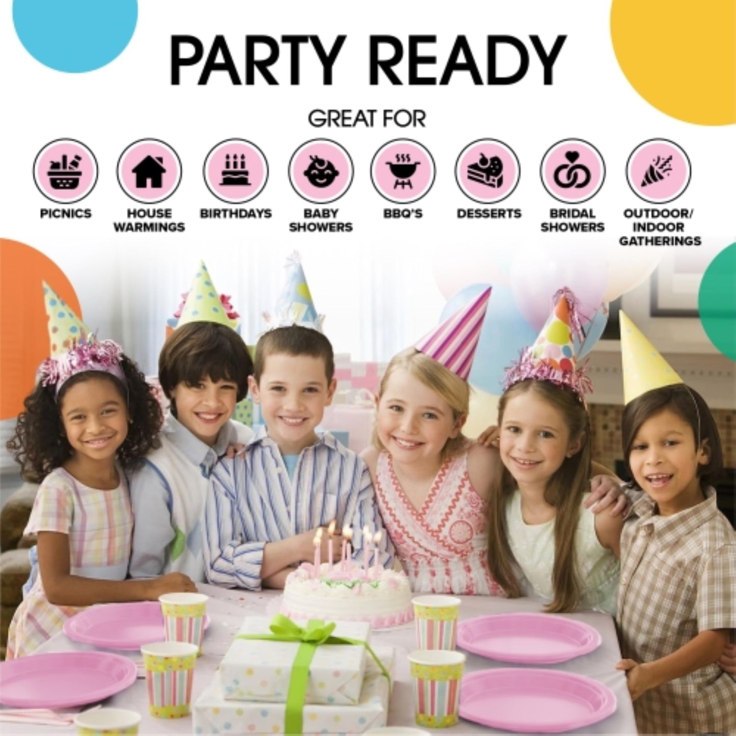 9 In. Pink Plastic Plates - 50 Ct.