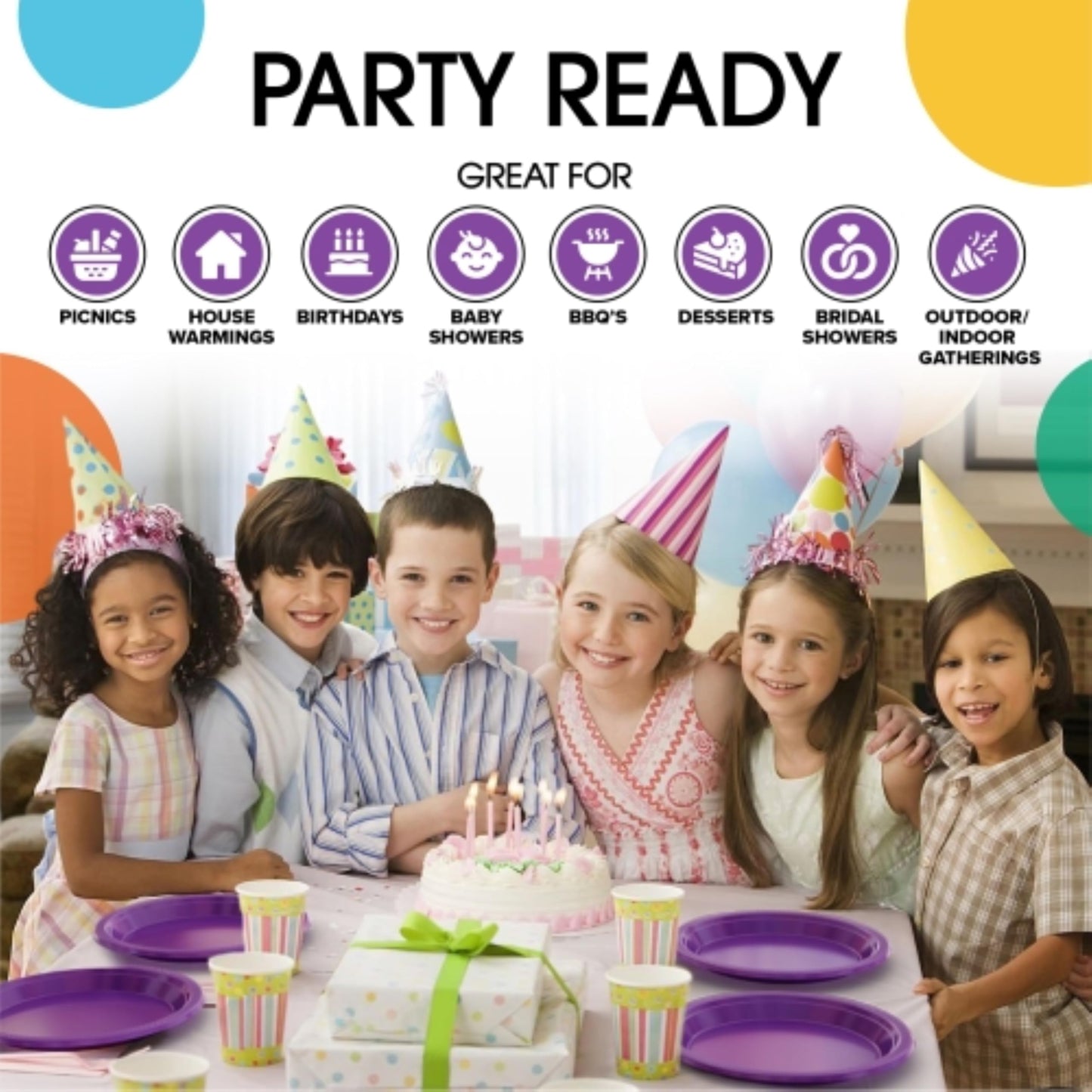 9 In. Purple Plastic Plates - 50 Ct.