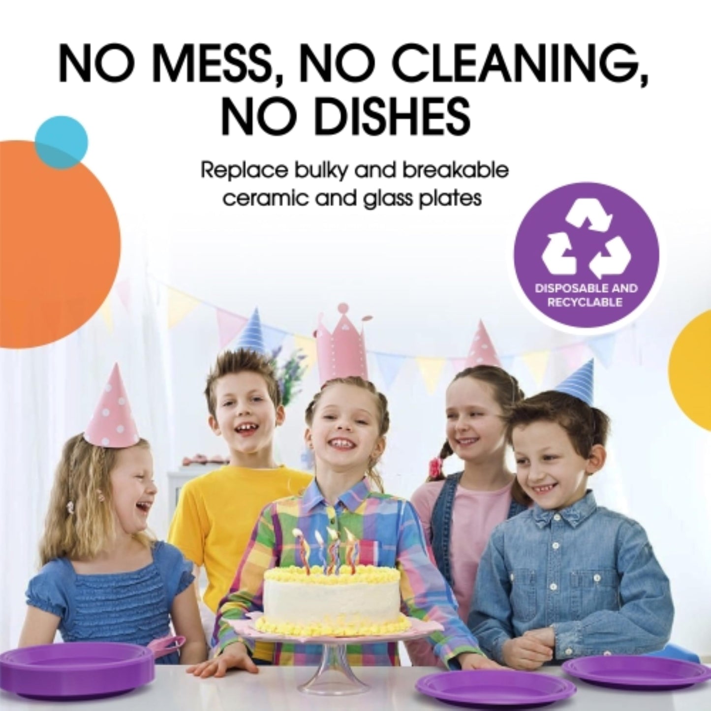 9 In. Purple Plastic Plates - 50 Ct.