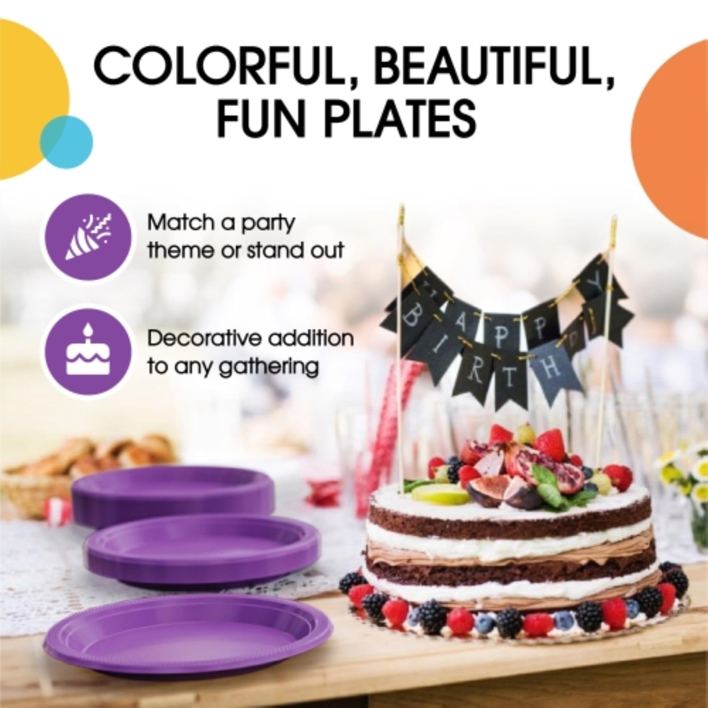 9 In. Purple Plastic Plates - 50 Ct.