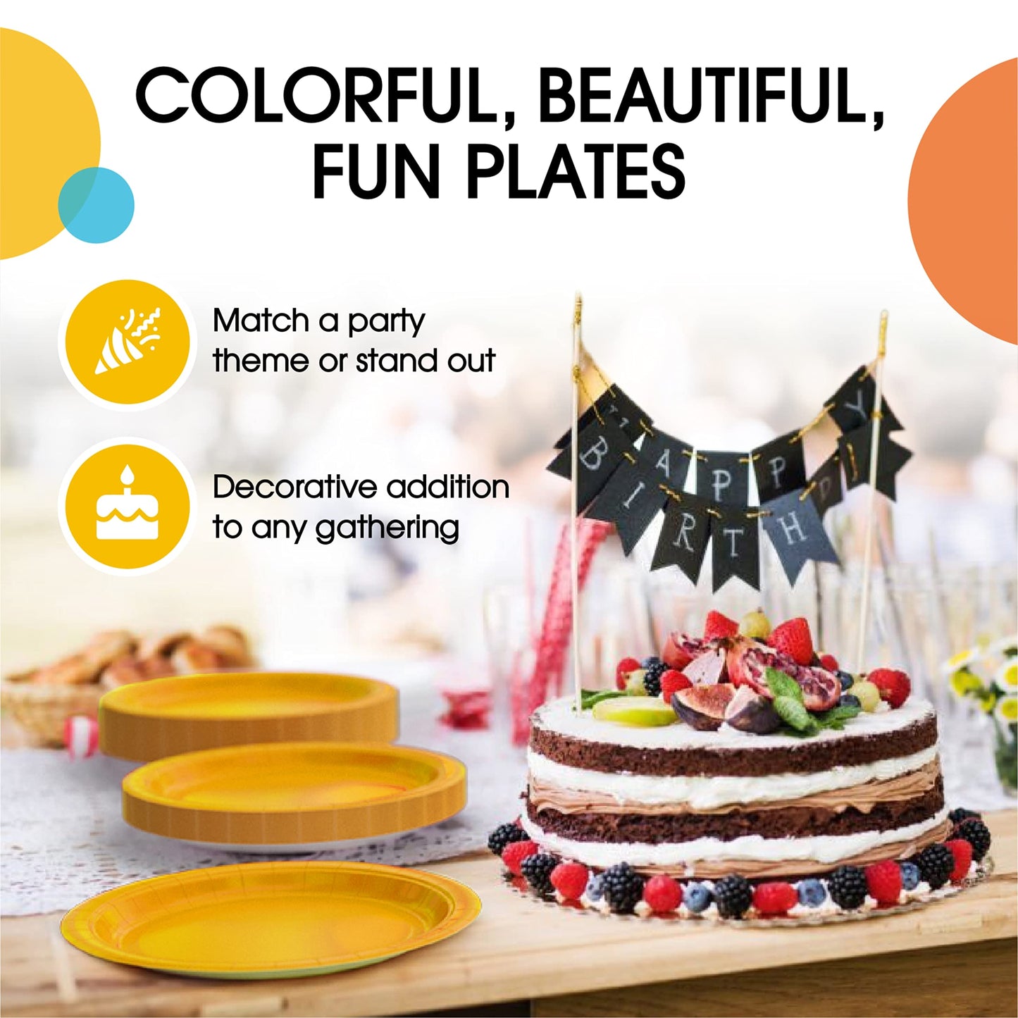 9 In. Yellow Paper Plates - 100 Ct.