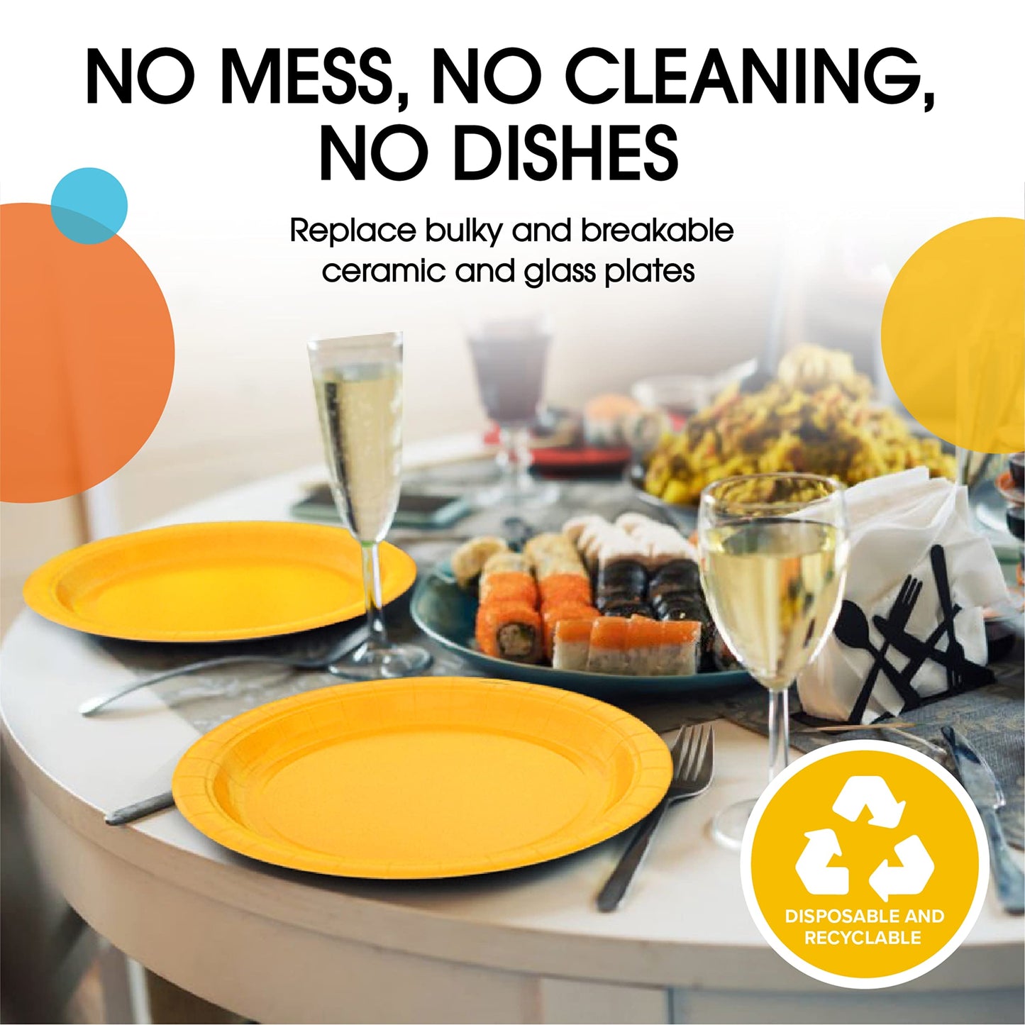 9 In. Yellow Paper Plates - 100 Ct.
