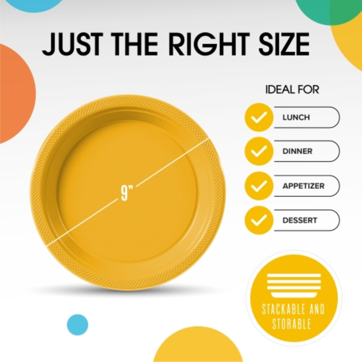 9 In. Yellow Plastic Plates - 50 Ct.