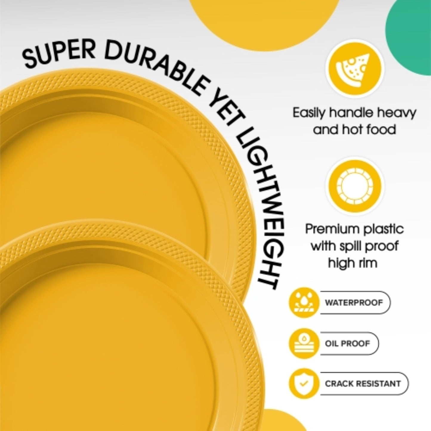 9 In. Yellow Plastic Plates - 50 Ct.