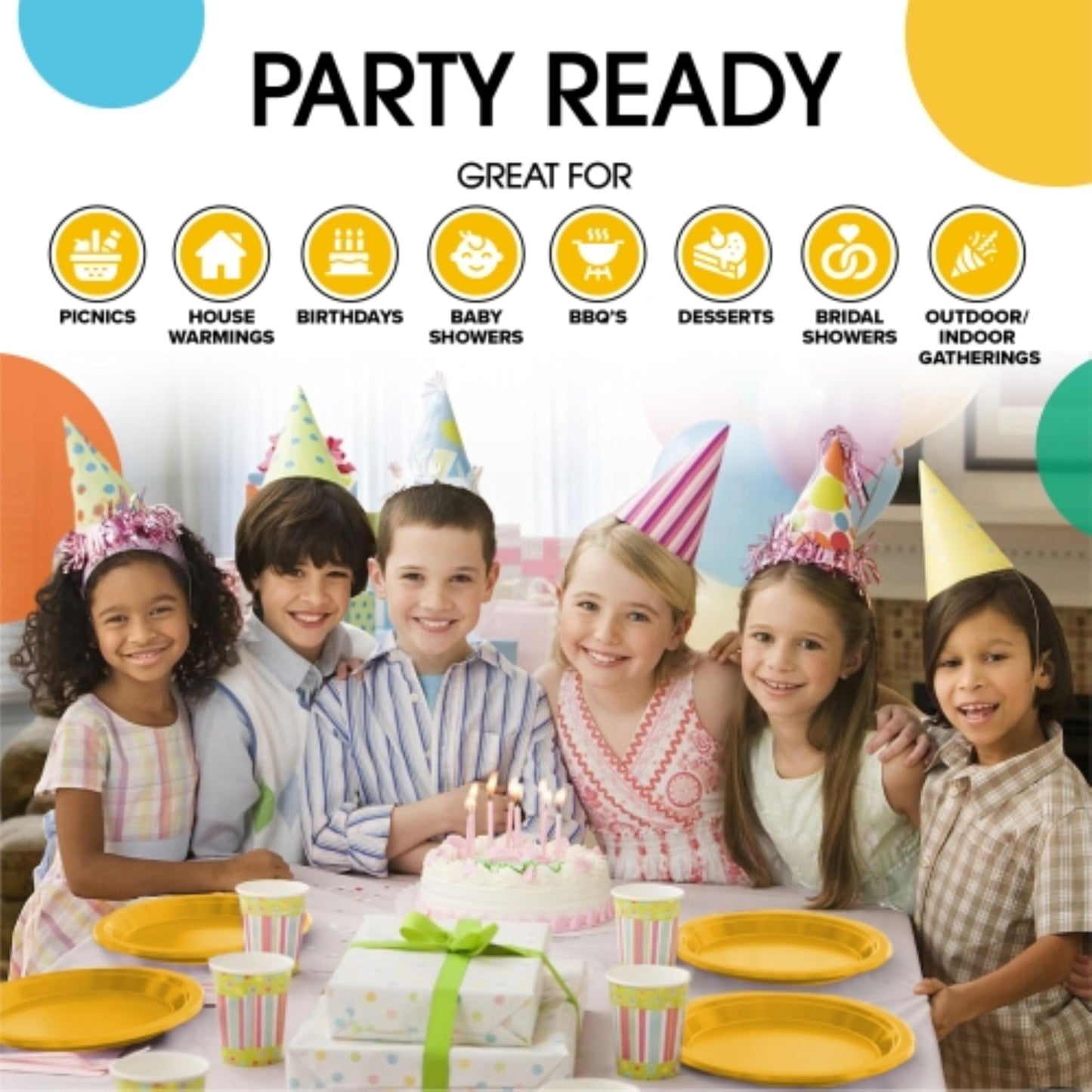 9 In. Yellow Plastic Plates - 50 Ct.