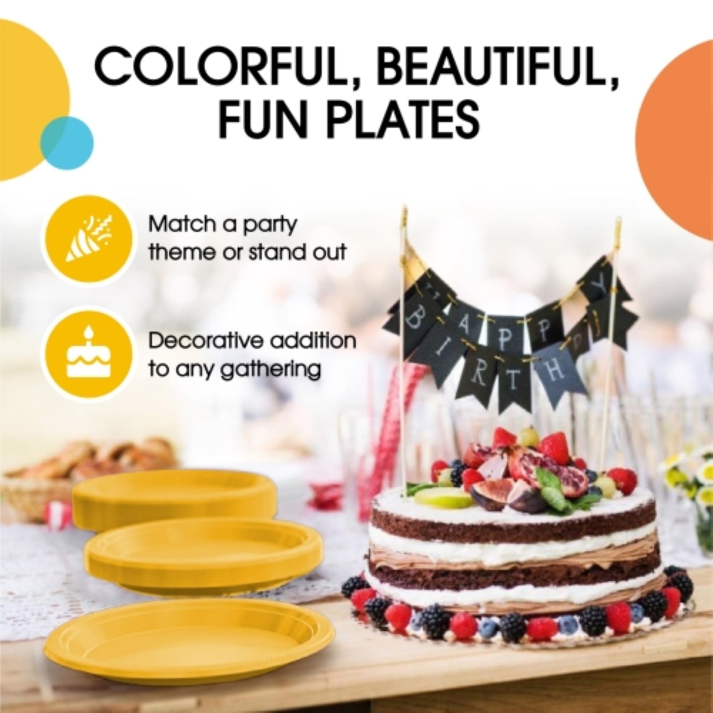 9 In. Yellow Plastic Plates - 50 Ct.
