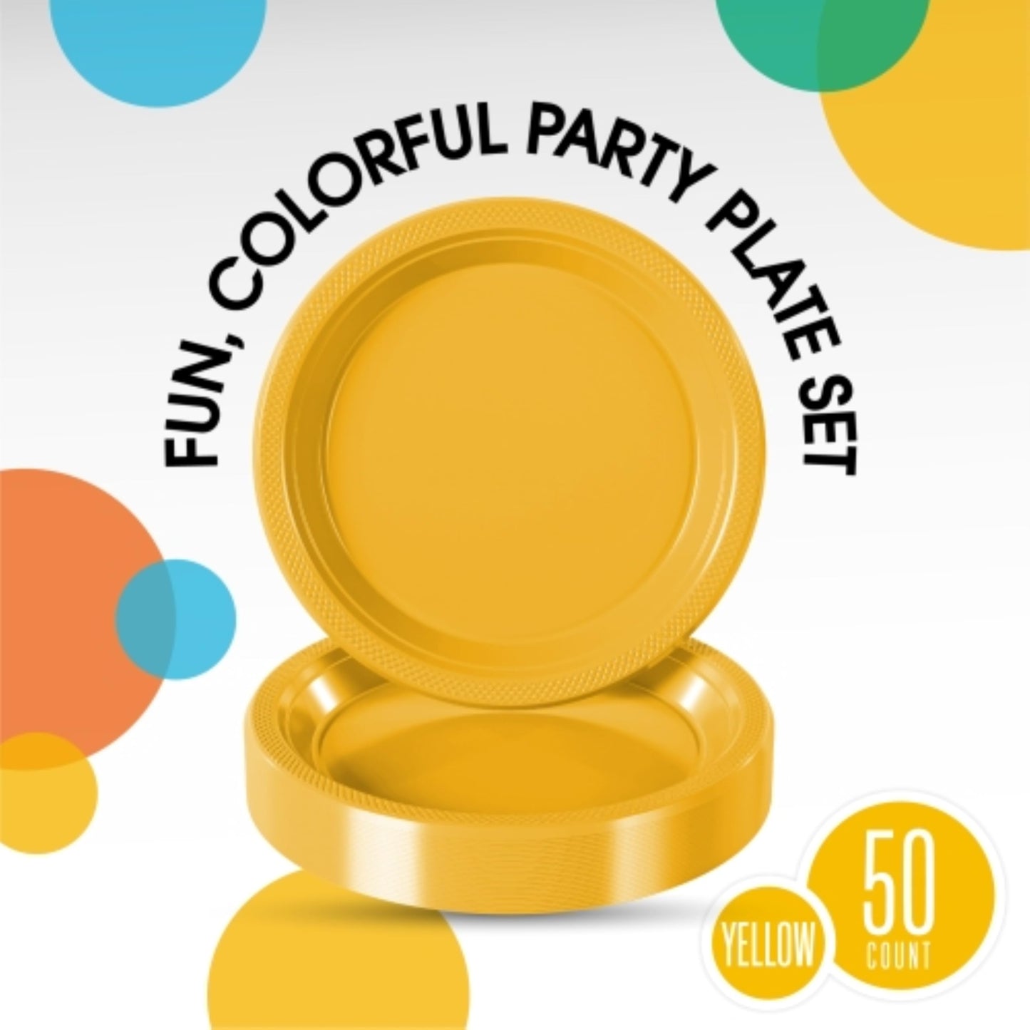 9 In. Yellow Plastic Plates - 50 Ct.