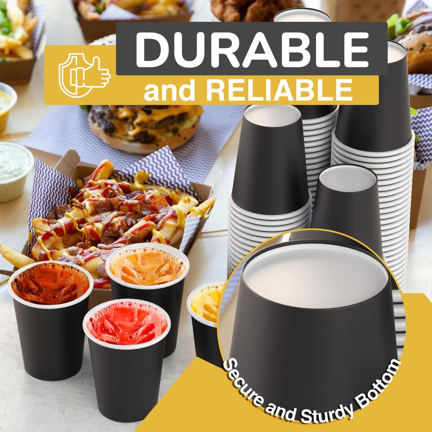 9 oz. Black Paper Cups - 100 Ct.