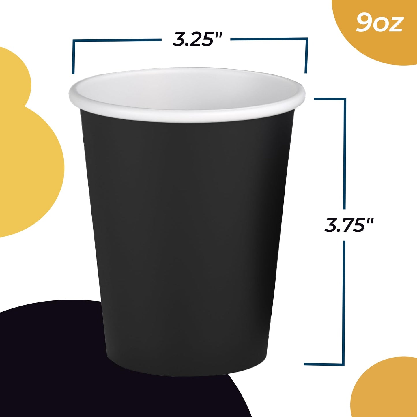 9 oz. Black Paper Cups - 100 Ct.