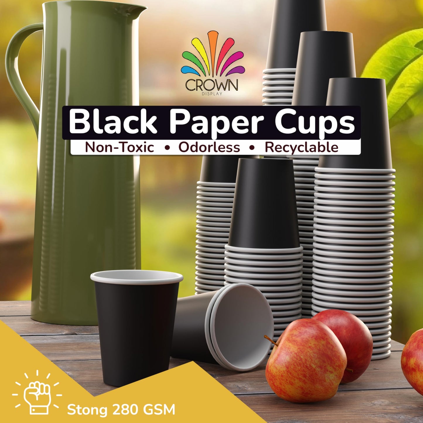 9 oz. Black Paper Cups - 100 Ct.