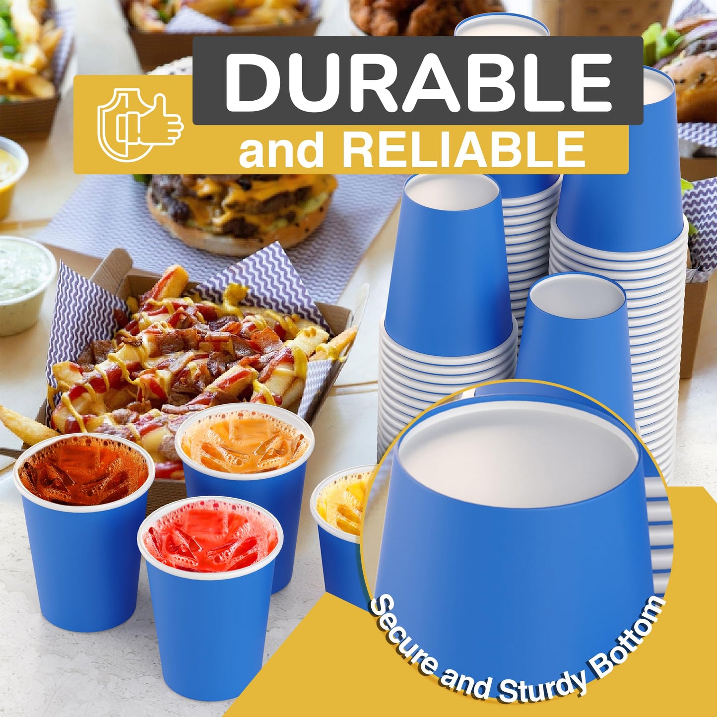 9 oz. Dark Blue Paper Cups - 100 Ct.