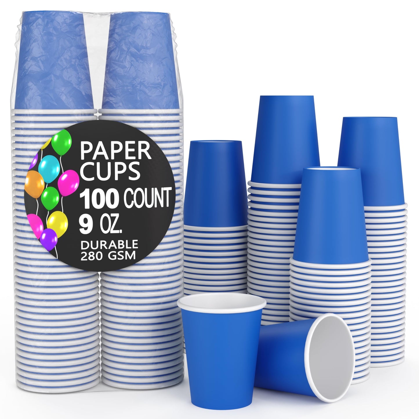 9 oz. Dark Blue Paper Cups - 100 Ct.