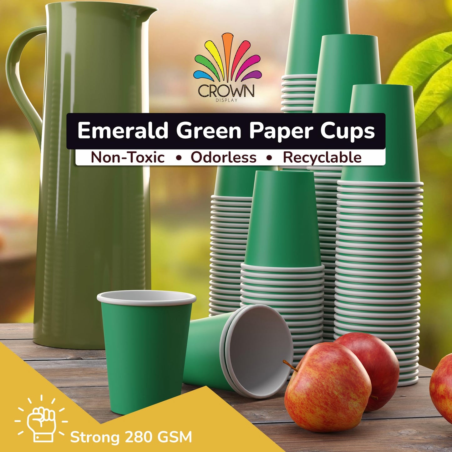 9 oz. Emerald Green Paper Cups - 100 Ct.