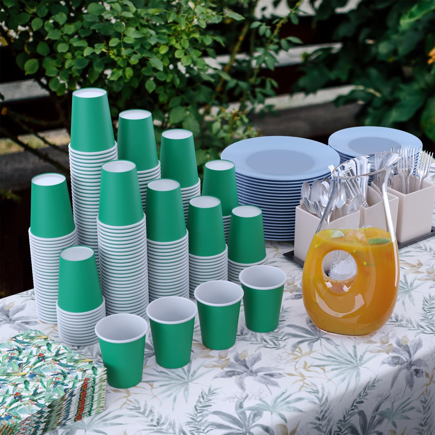 9 oz. Emerald Green Paper Cups - 100 Ct.