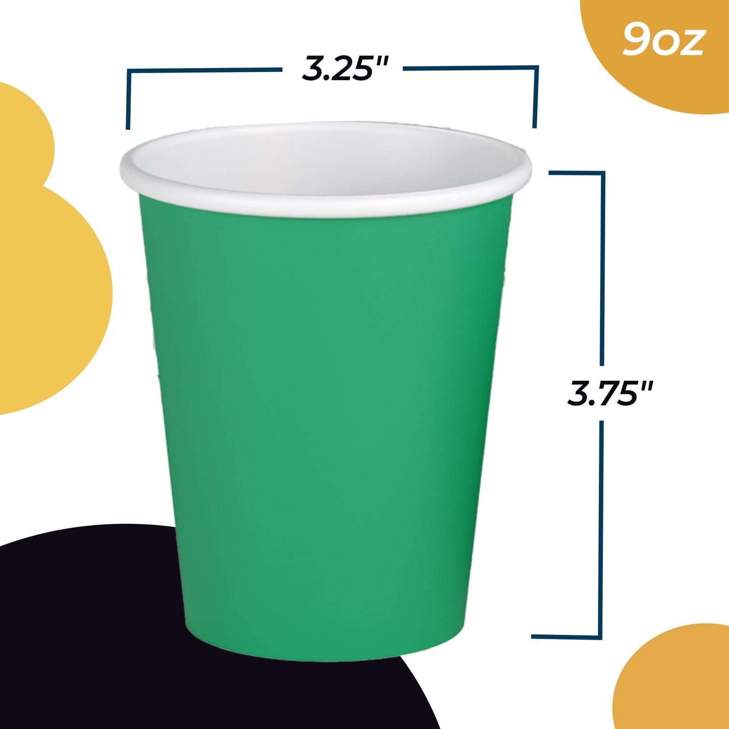 9 oz. Emerald Green Paper Cups - 100 Ct.
