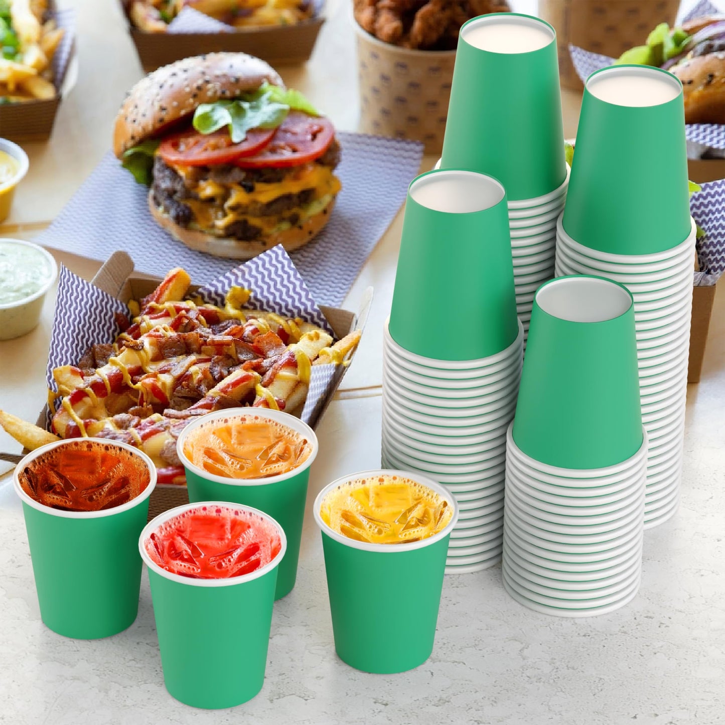 9 oz. Emerald Green Paper Cups - 100 Ct.