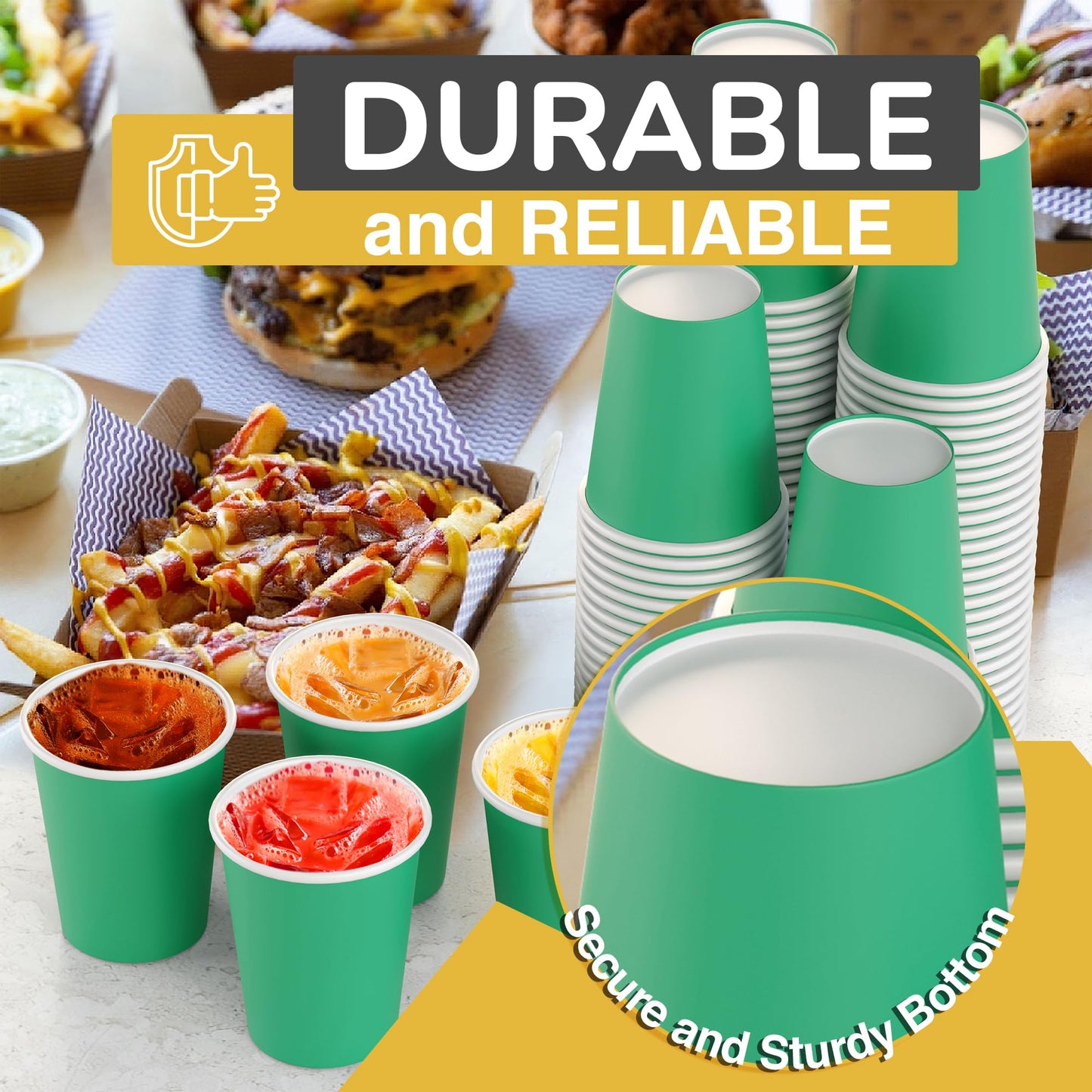 9 oz. Emerald Green Paper Cups - 100 Ct.
