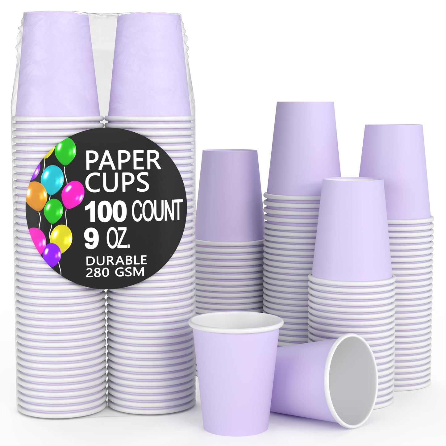 9 oz. Lavender Paper Cups - 100 Ct.