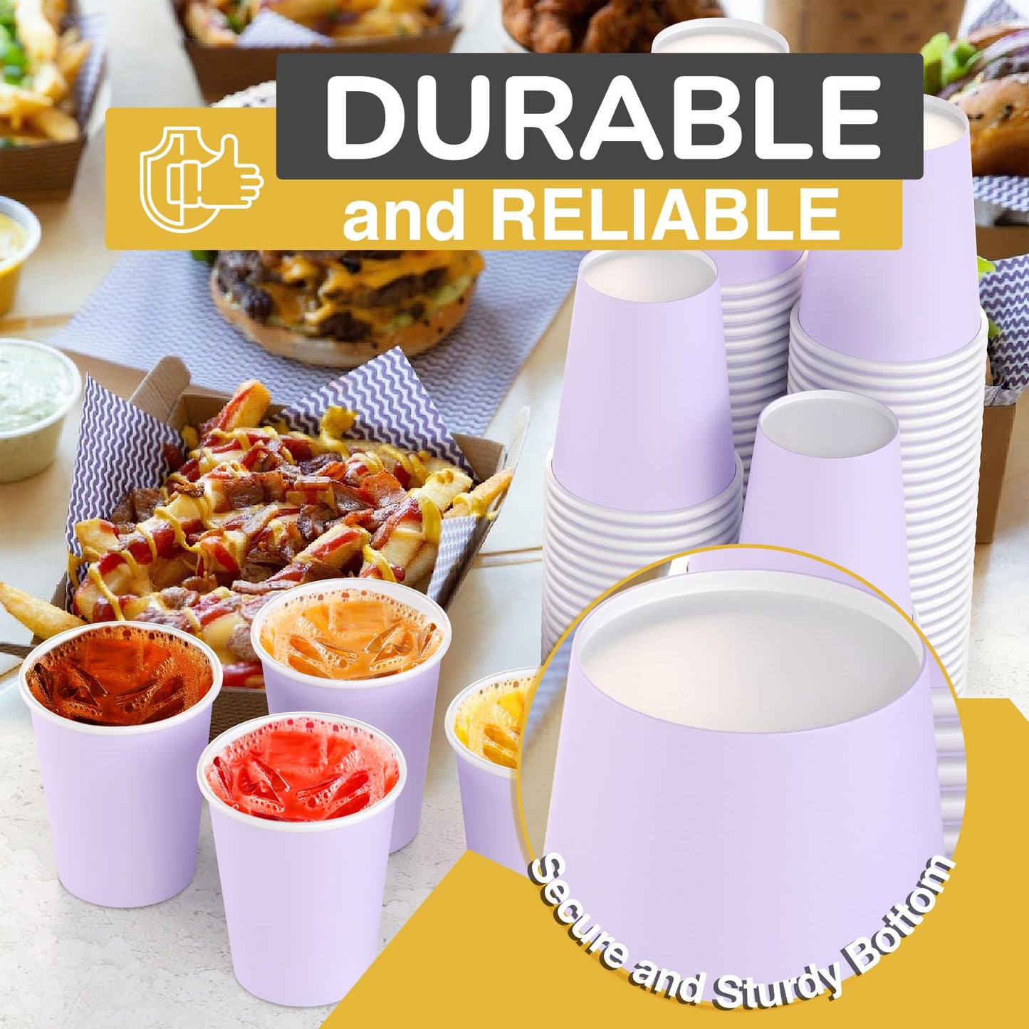 9 oz. Lavender Paper Cups - 100 Ct.