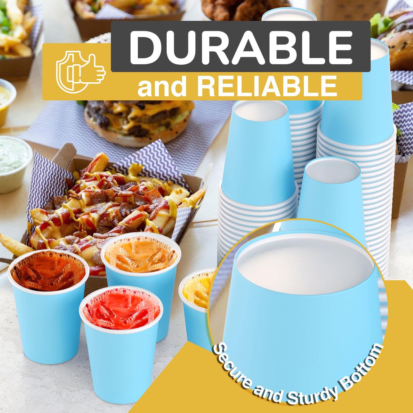 9 oz. Light Blue Paper Cups - 100 Ct.