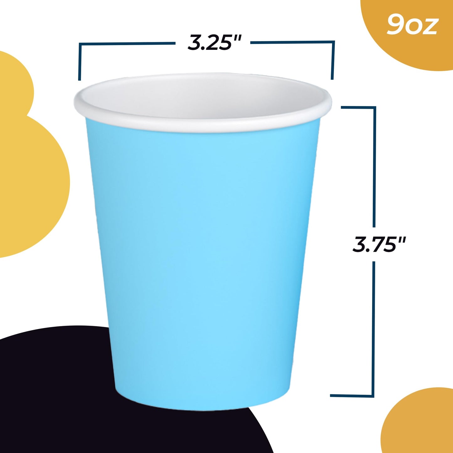 9 oz. Light Blue Paper Cups - 100 Ct.