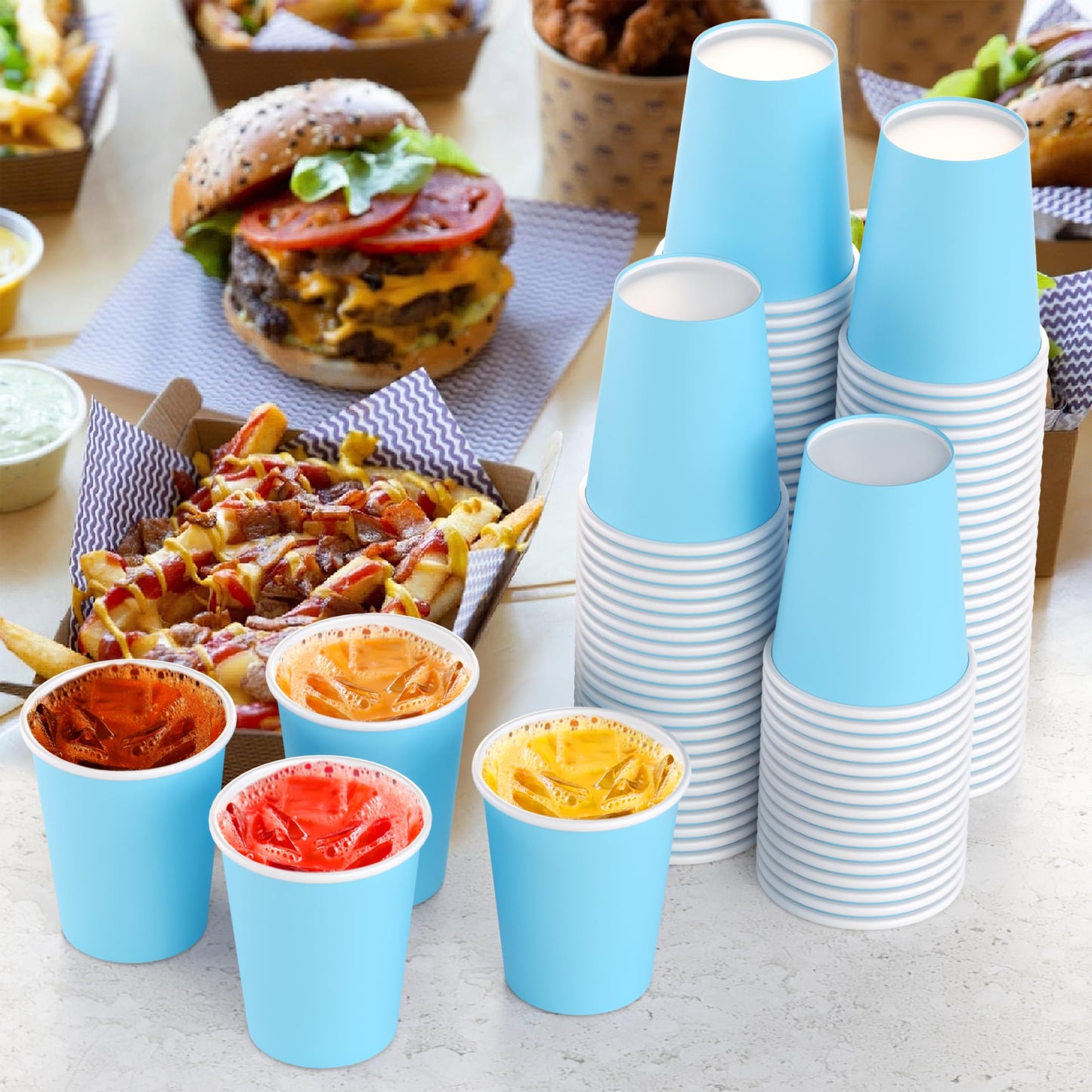 9 oz. Light Blue Paper Cups - 100 Ct.