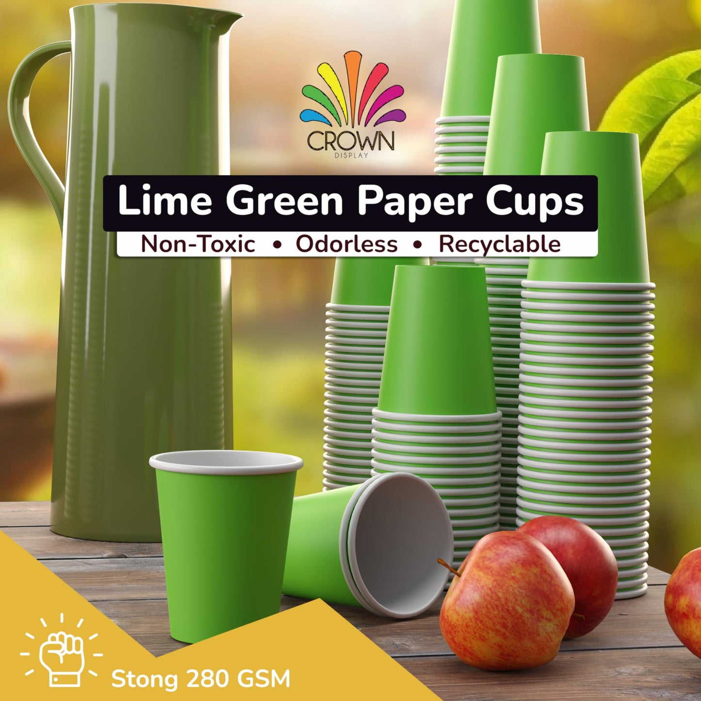 9 oz. Lime Green Paper Cups - 100 Ct.