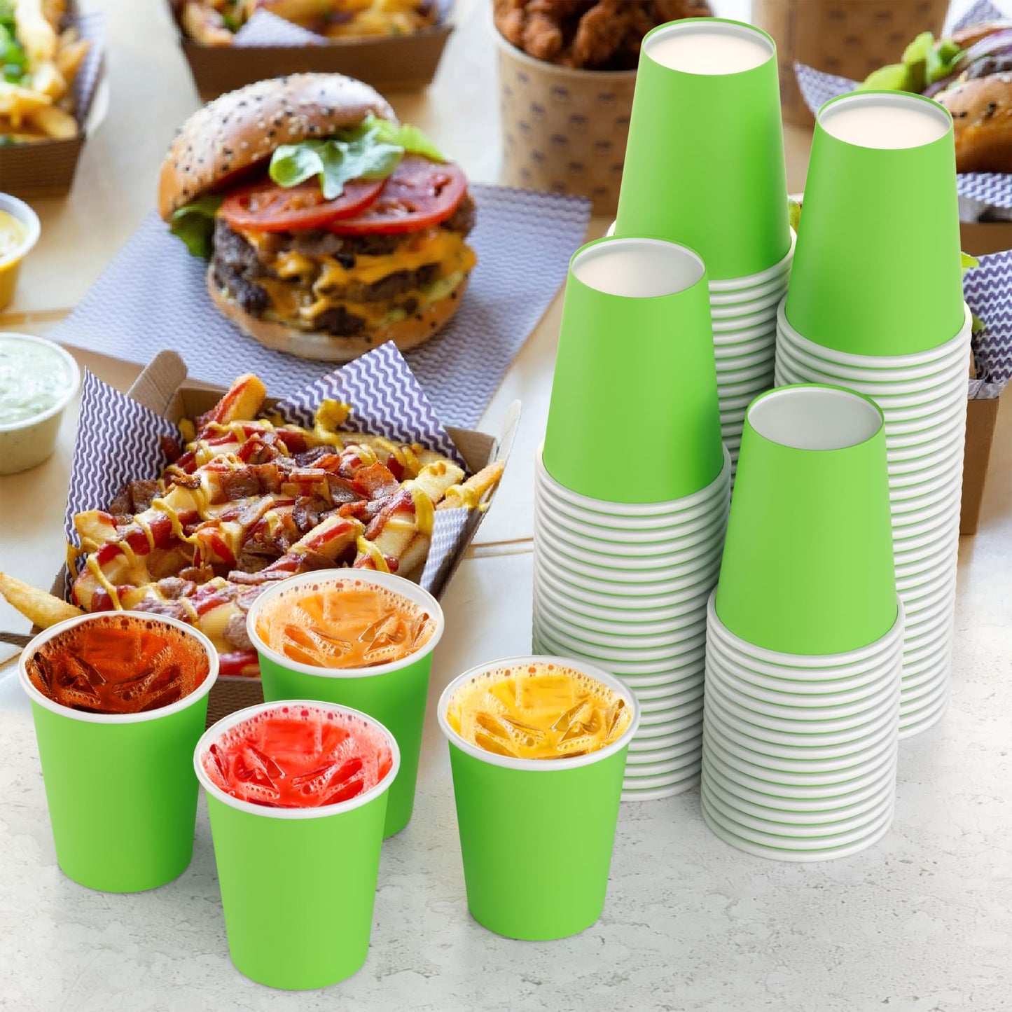 9 oz. Lime Green Paper Cups - 100 Ct.