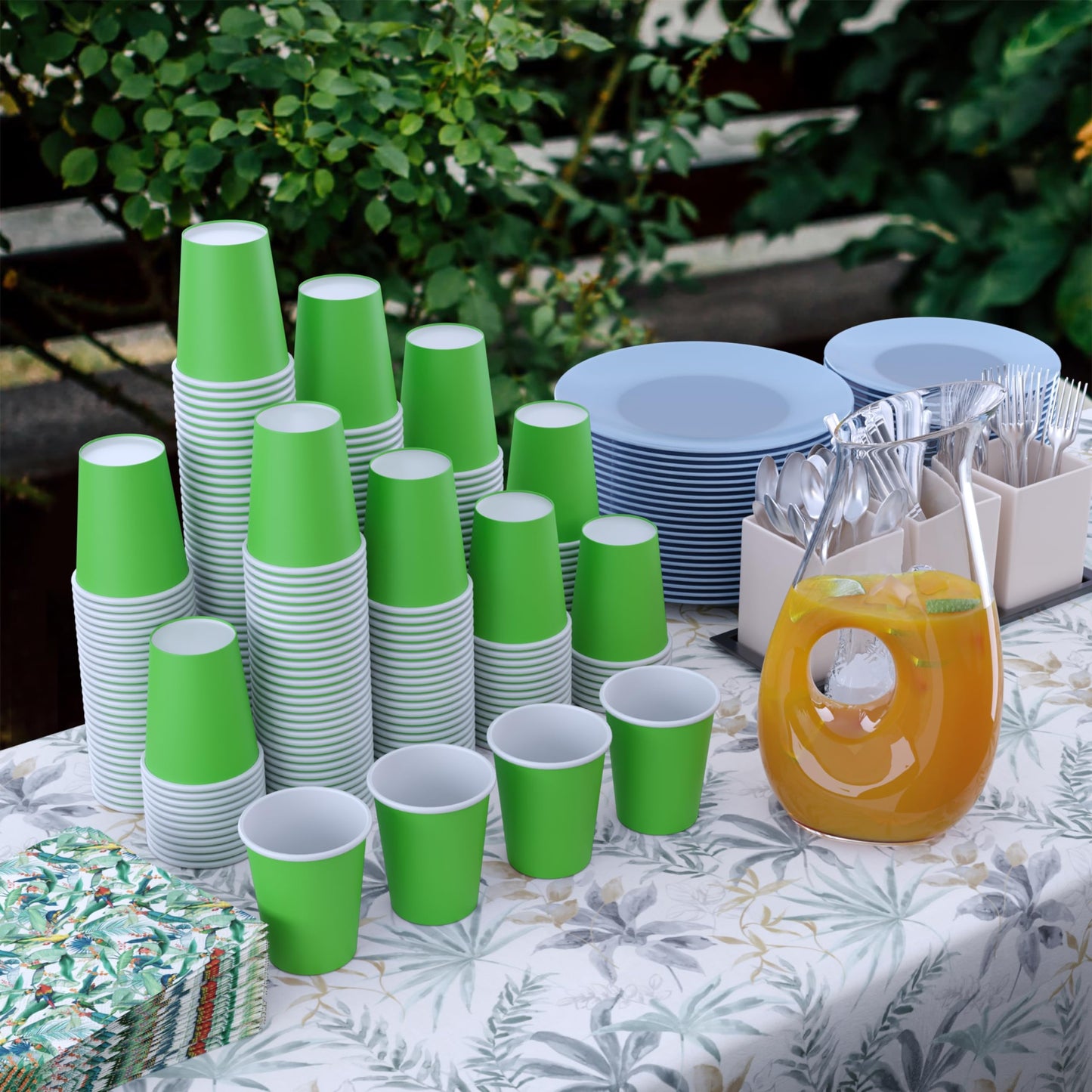 9 oz. Lime Green Paper Cups - 100 Ct.
