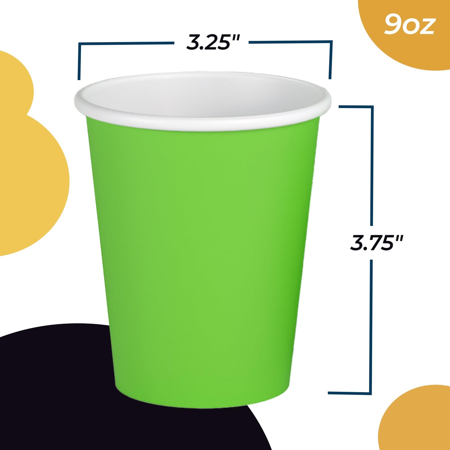 9 oz. Lime Green Paper Cups - 100 Ct.