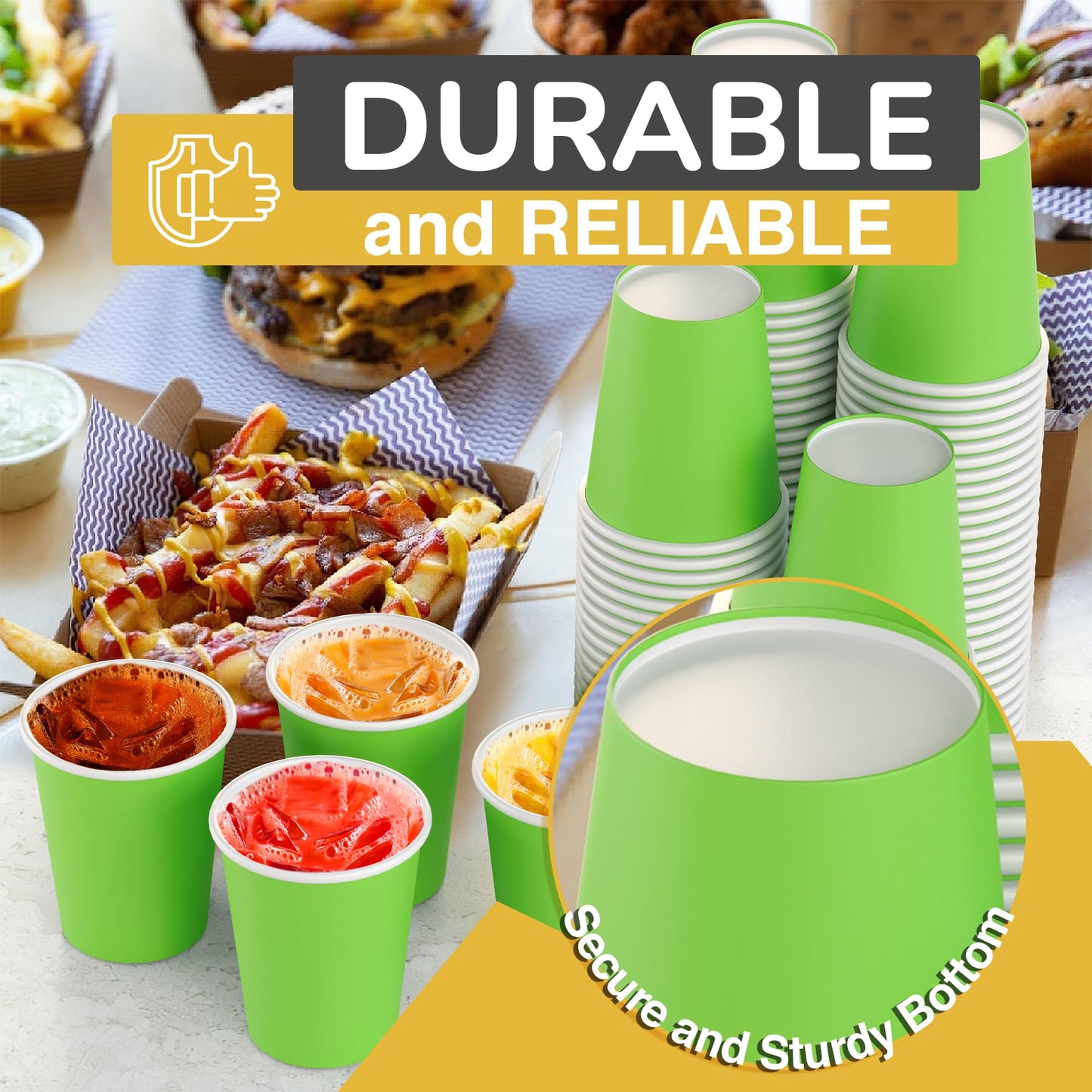 9 oz. Lime Green Paper Cups - 100 Ct.