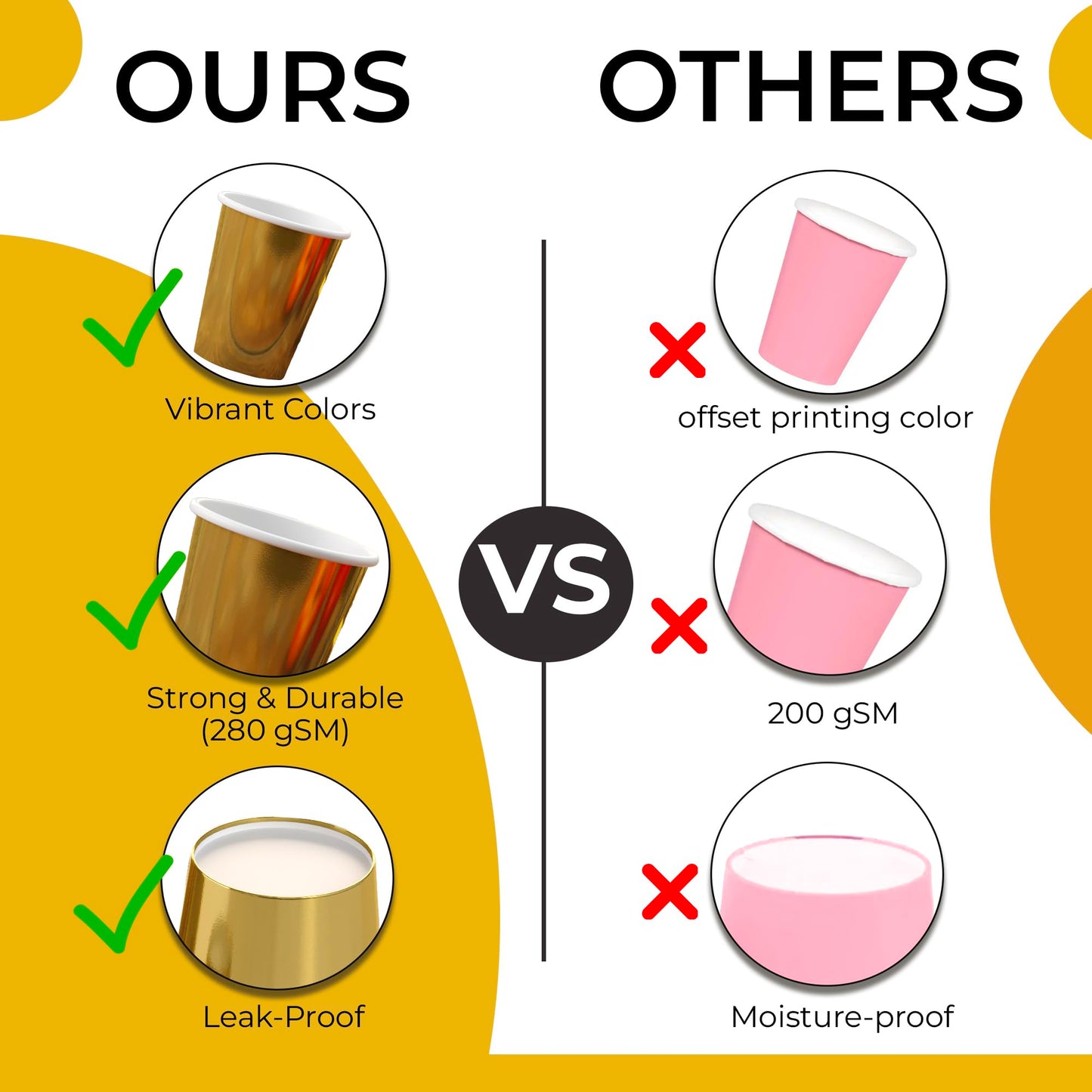 9 oz. Metallic Gold Paper Cups - 100 Ct.