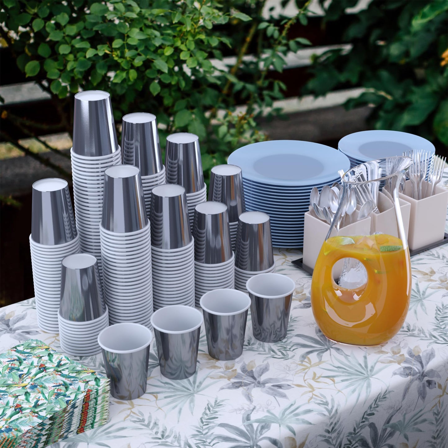 9 oz. Metallic Silver Paper Cups - 100 Ct.