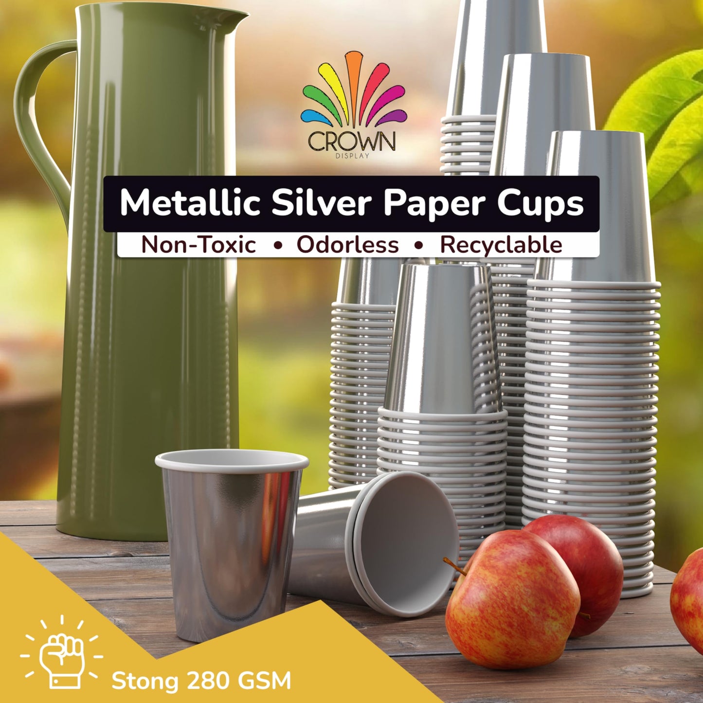 9 oz. Metallic Silver Paper Cups - 100 Ct.