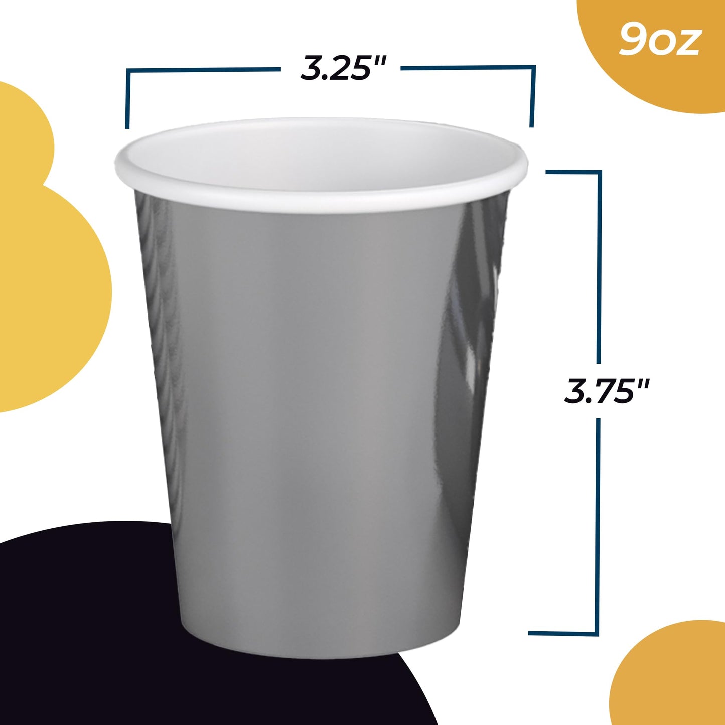 9 oz. Metallic Silver Paper Cups - 100 Ct.