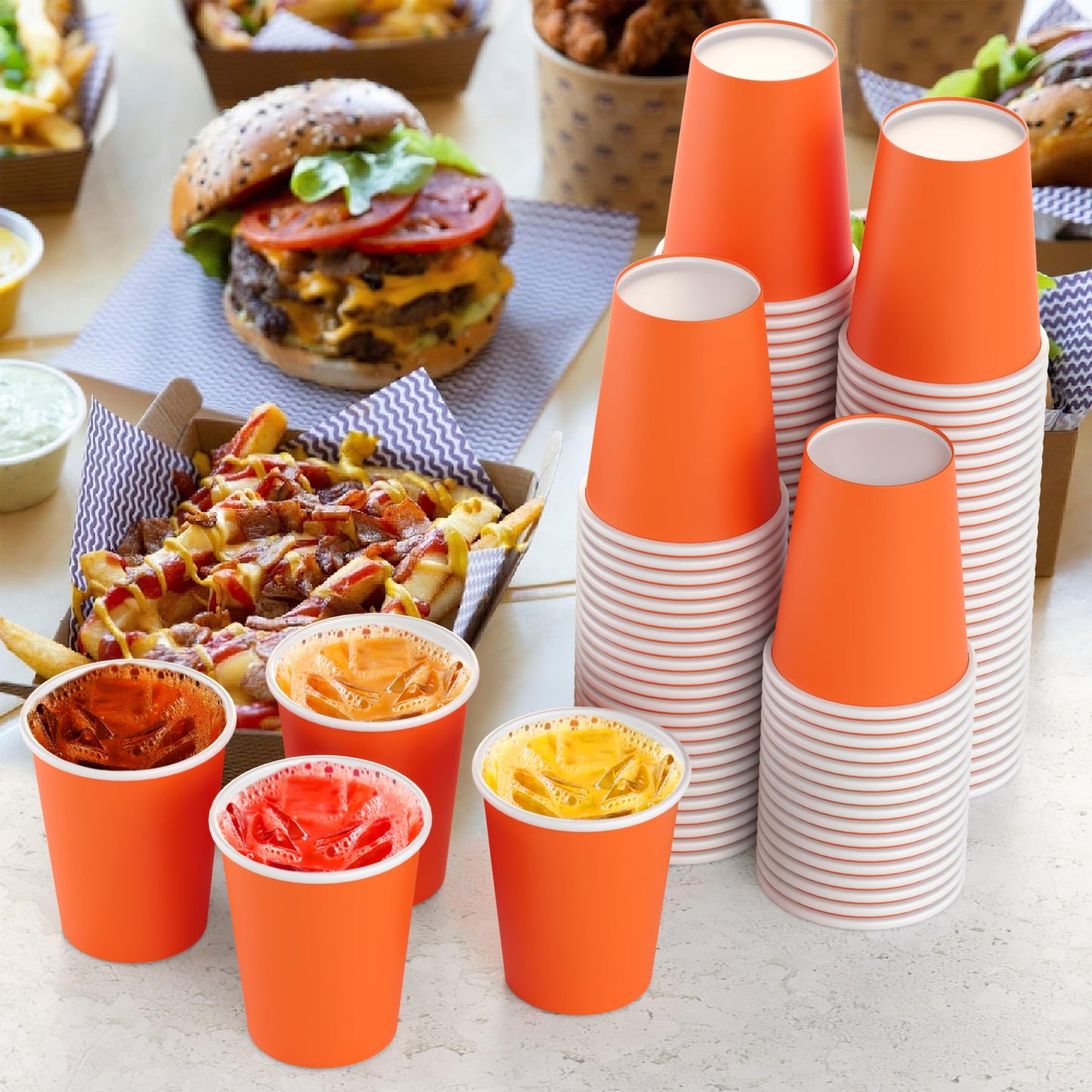 9 oz. Orange Paper Cups - 100 Ct.