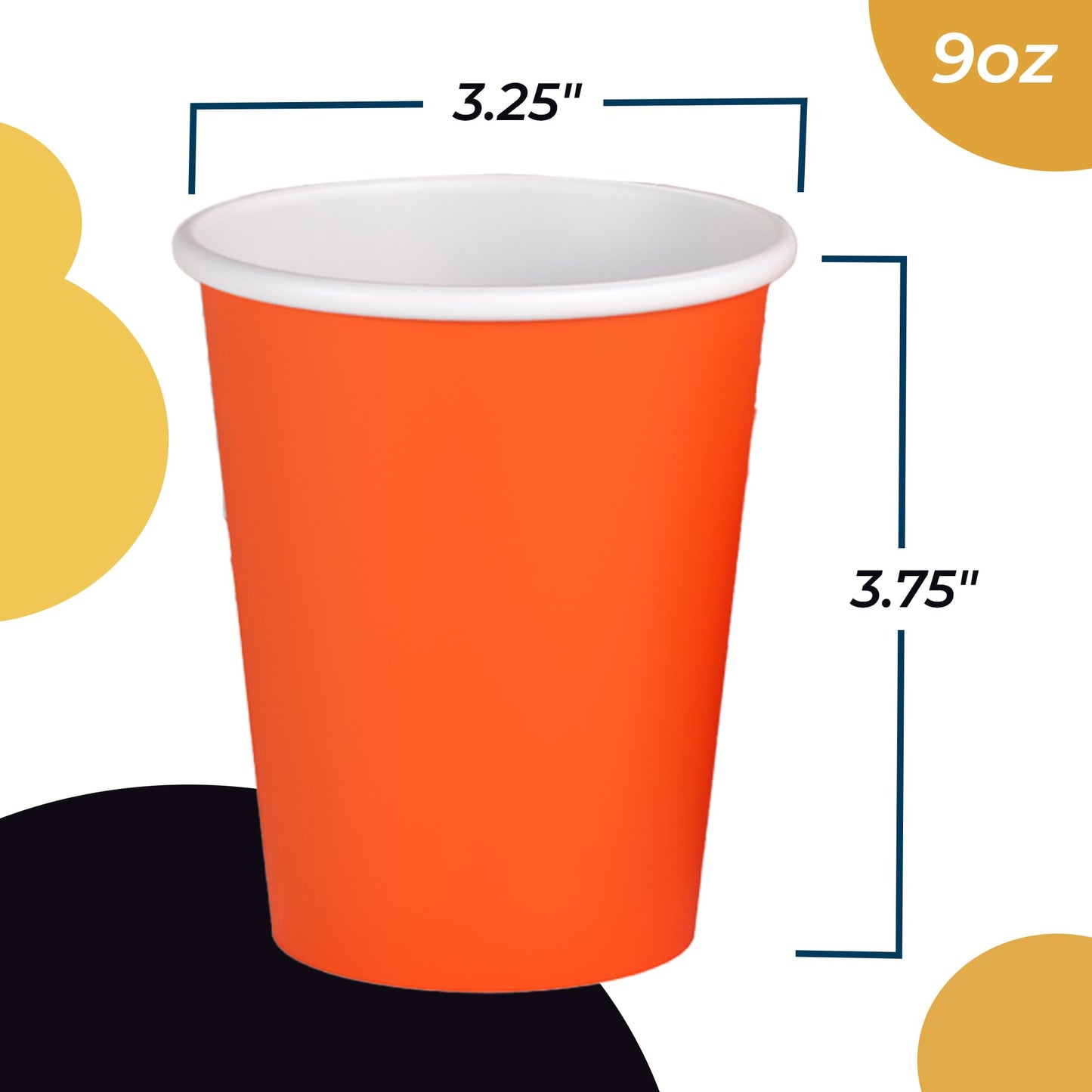 9 oz. Orange Paper Cups - 100 Ct.