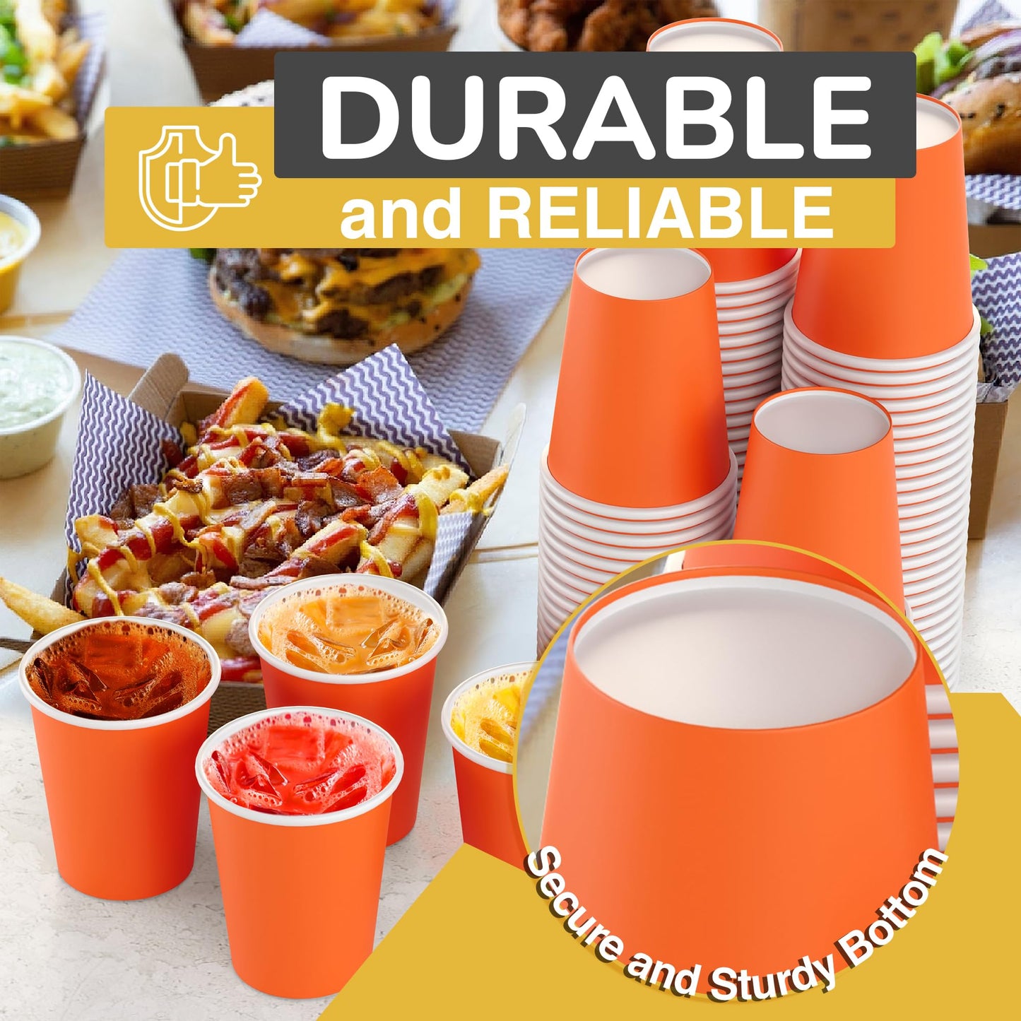 9 oz. Orange Paper Cups - 100 Ct.