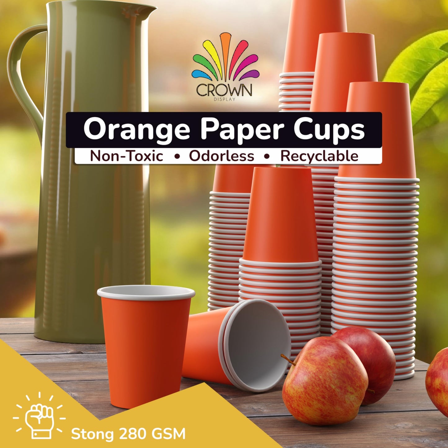 9 oz. Orange Paper Cups - 100 Ct.